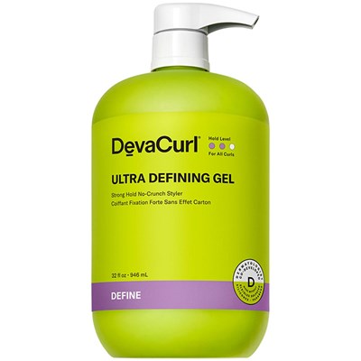 Gel ultra definidor Devacurl de fijación fuerte y sin crujidos